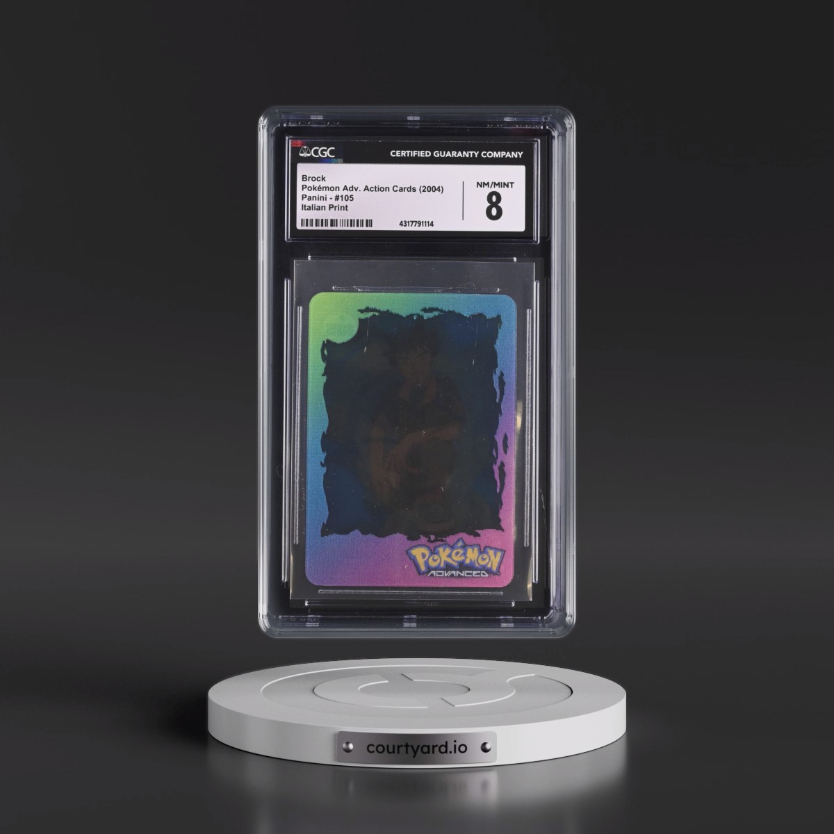 2004 Pokémon Advanced Action Cards (2004 Panini) - English #105 Brock - Italian Print (Panini Logo on Back) (CGC 8 NM-MT)