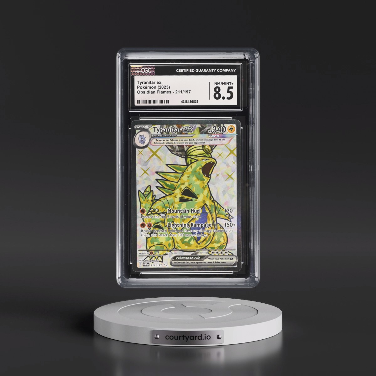 2023 Obsidian Flames - OBF EN #211/197 Tyranitar ex - Ultra Rare Holo (CGC 8.5 NM-MT+)
