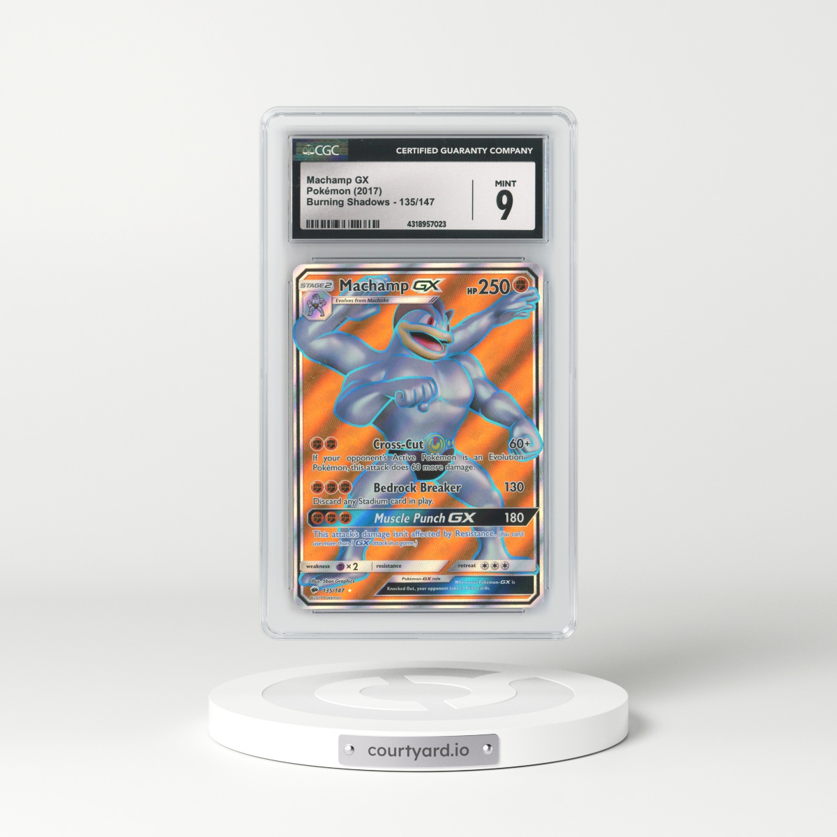 2017 Burning Shadows #135 Machamp GX - Full Art Holo (CGC 9 MINT)