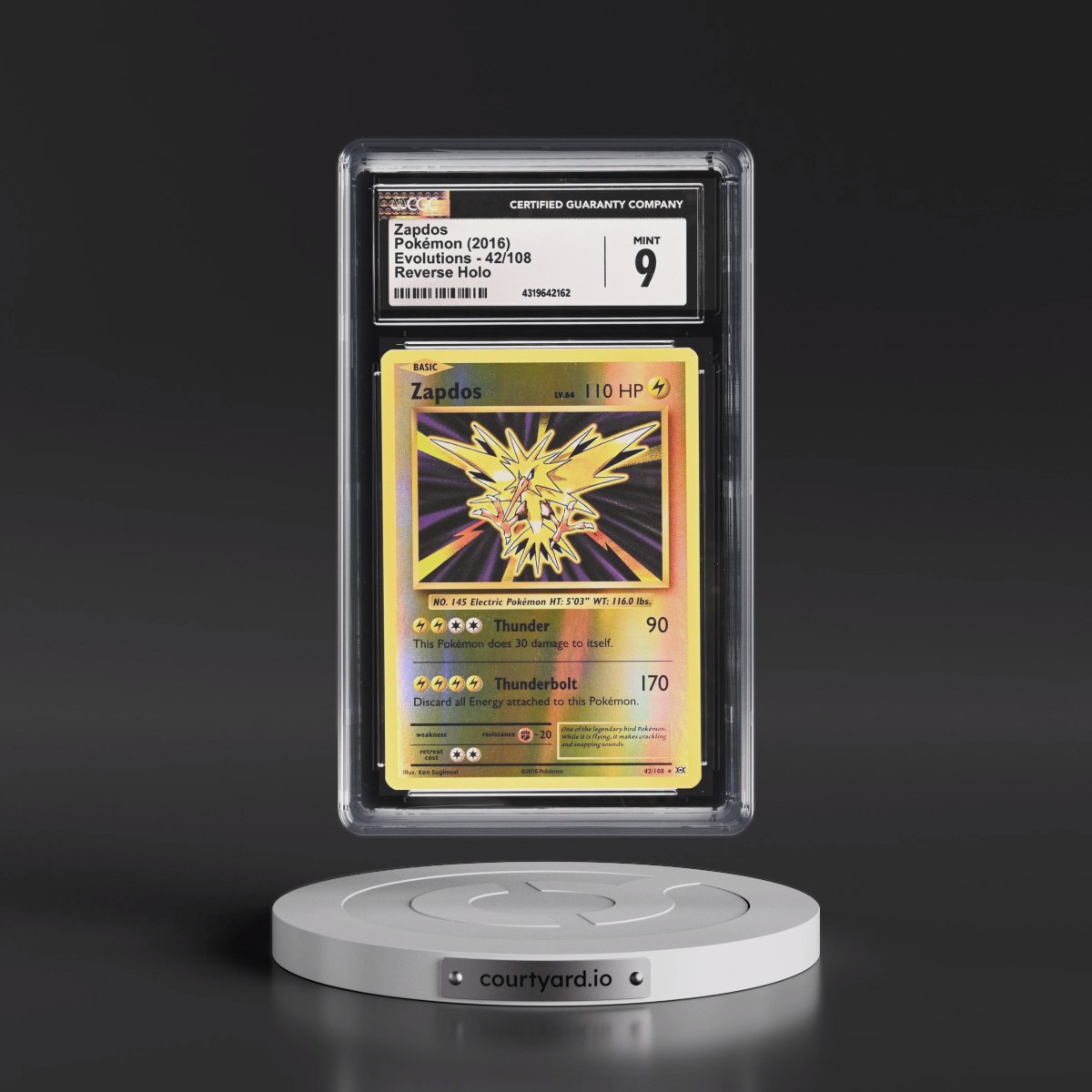 2016 Evolutions #42/108 Zapdos - Reverse Holo (CGC 9 MINT)