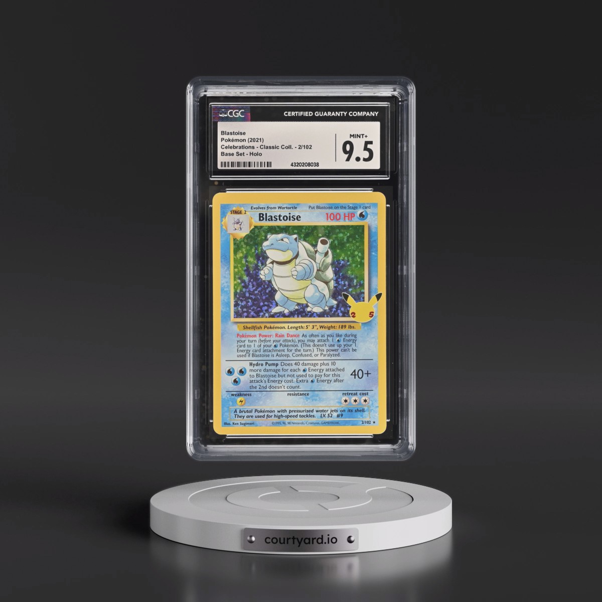 2021 Celebrations - Classic Collection #2/102 Blastoise - Base Set Holo (CGC 9.5 MINT+)
