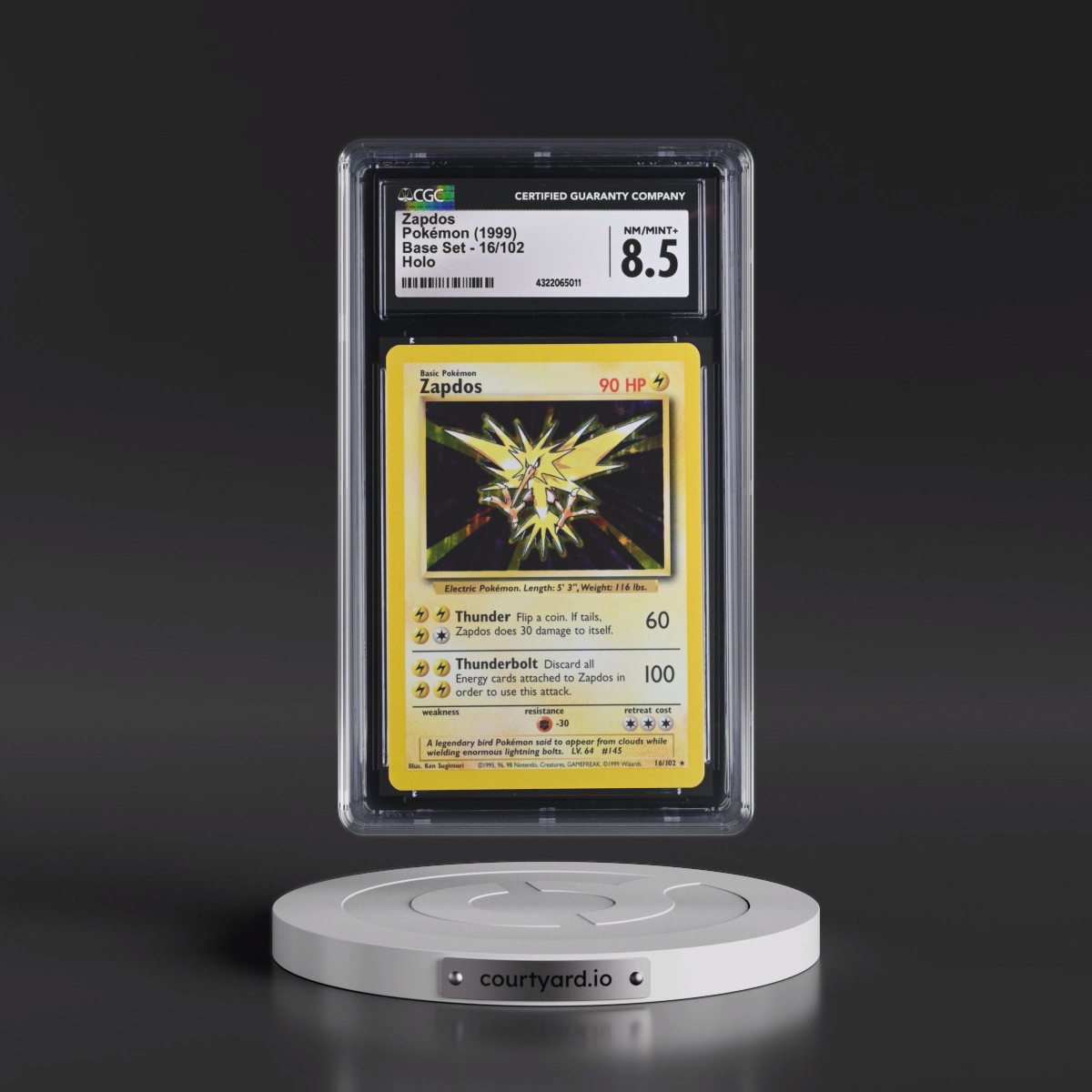 1999 Base Set #16/102 Zapdos - Holo (CGC 8.5 NM-MT+)