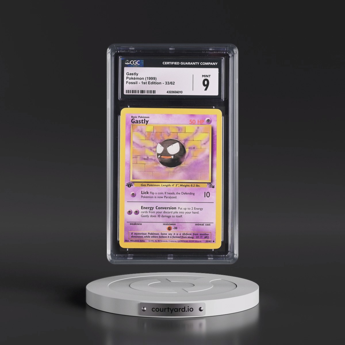 1999 Fossil #33/62 Gastly - 1st Edition 1st Edition (CGC 9 MINT)
