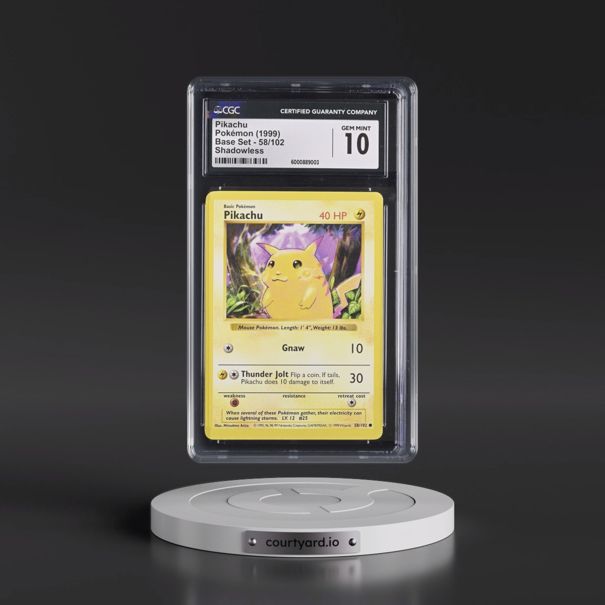 1999 Base Set #58/102 Pikachu - Shadowless Shadowless (CGC 10 GEM MINT)