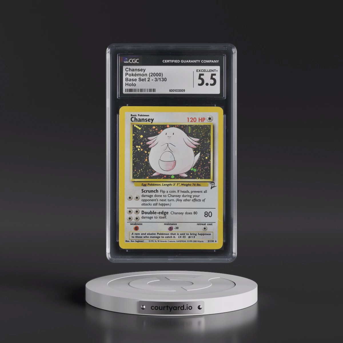 2000 Base Set 2 #3/130 Chansey - Holo (CGC 5.5 EX+)