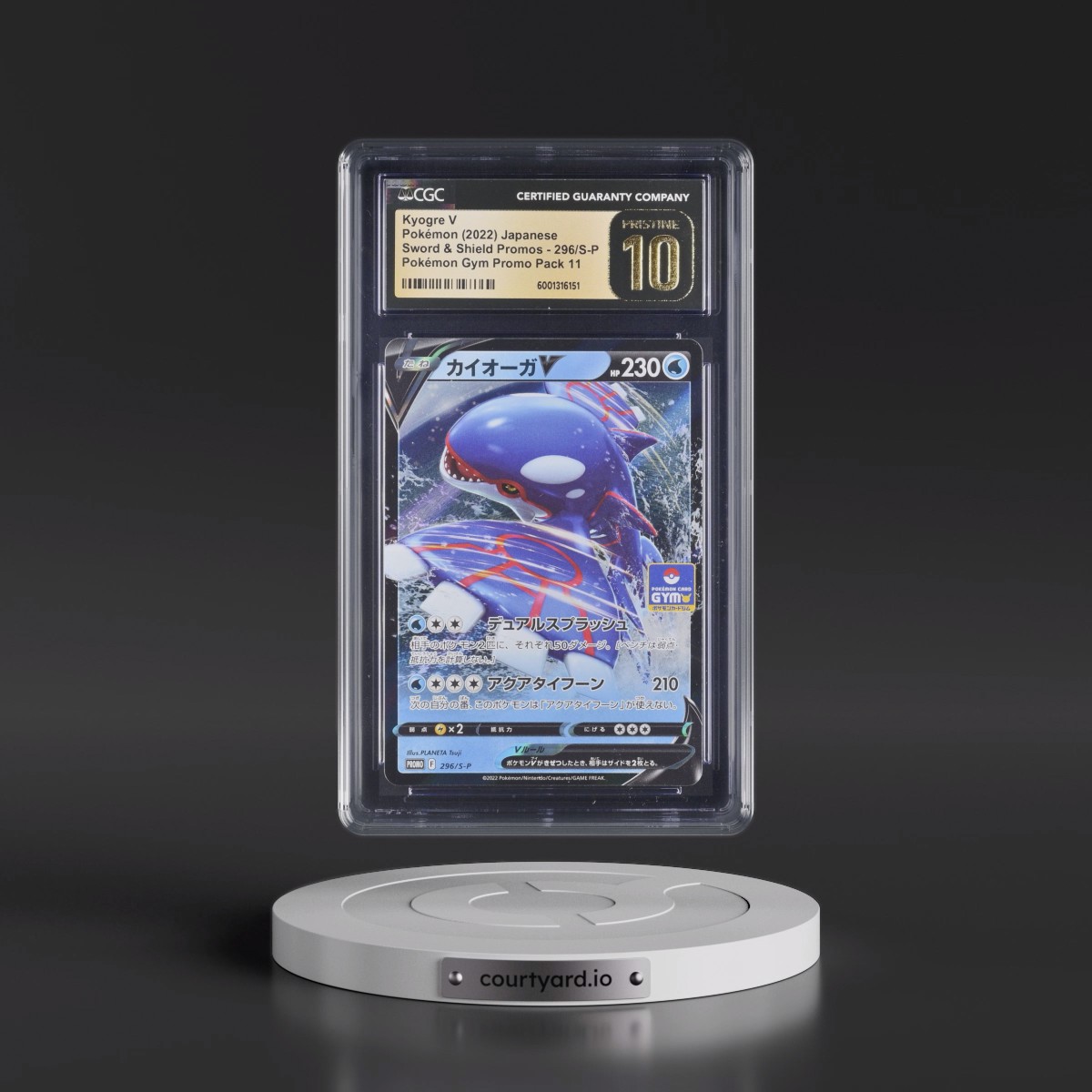 2019 Sword & Shield Promos #296/S-P Kyogre V - Holo Pokémon Gym Promo Pack 11 (CGC 10 PRISTINE)