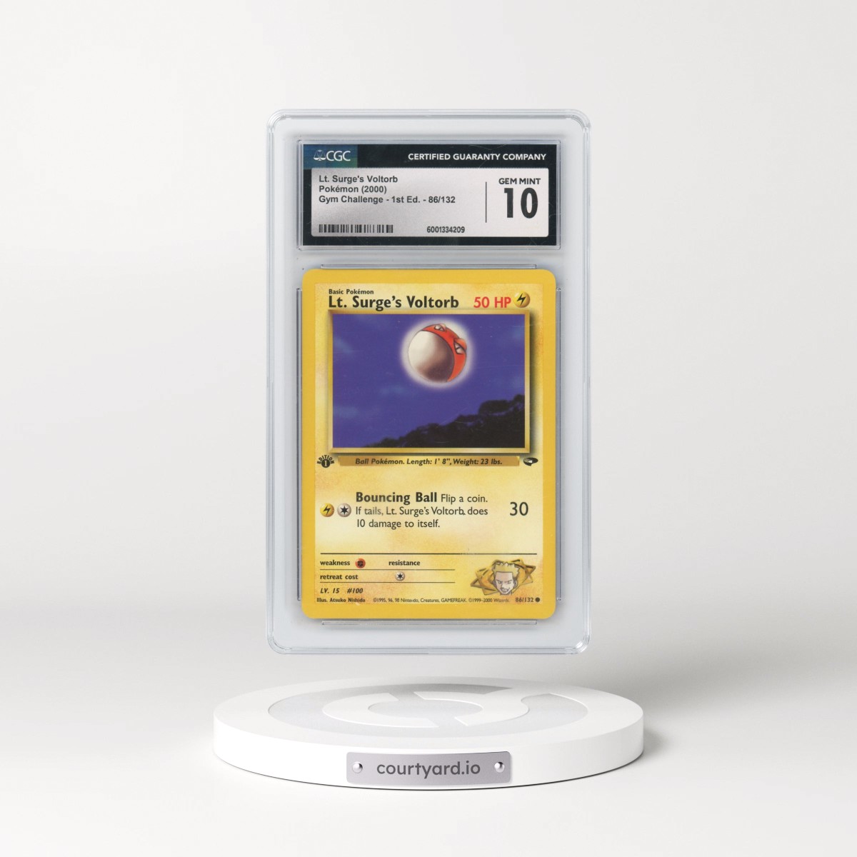 2000 Gym Challenge #86/132 Lt. Surge's Voltorb - 1st Edition 1st Edition (CGC 10 GEM MINT)