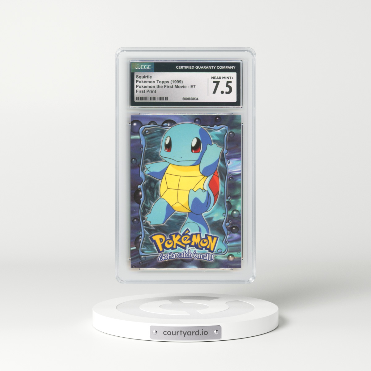 1999 Pokémon the First Movie #E7 No.07 Squirtle - First Print (Blue Topps Logo) (CGC 7.5 NM+)