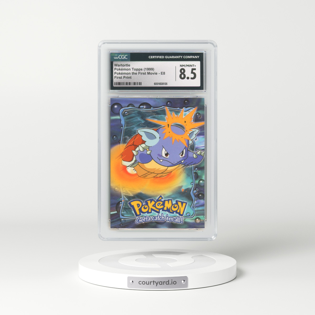 1999 Pokémon the First Movie #E8 No.08 Wartortle - First Print (Blue Topps Logo) (CGC 8.5 NM-MT+)