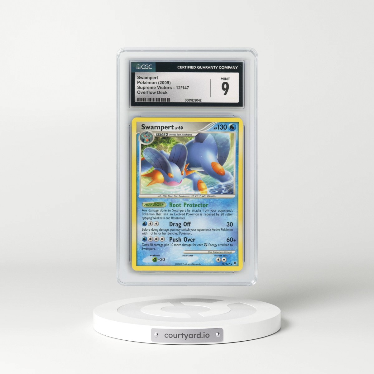 2009 Supreme Victors #12/147 Swampert - Non-Holo Overflow Theme Deck (CGC 9 MINT)