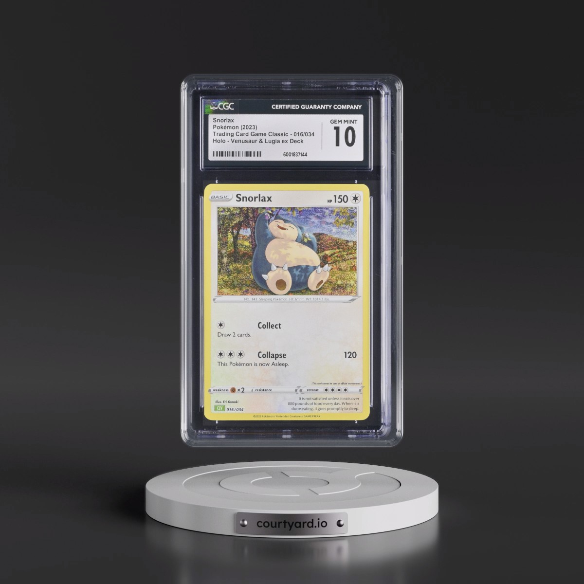 2023 Pokémon CLV-Trading Card Game Classic Venusaur & Lugia EX Deck #016 Snorlax (CGC 10 GEM MINT)