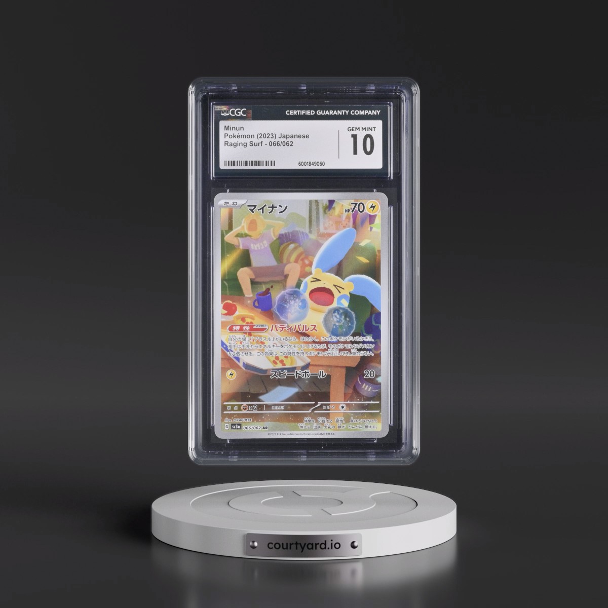 2023 Pokémon Sv3a-Raging Surf #066 Minun - Art Rare (CGC 10 GEM MINT)