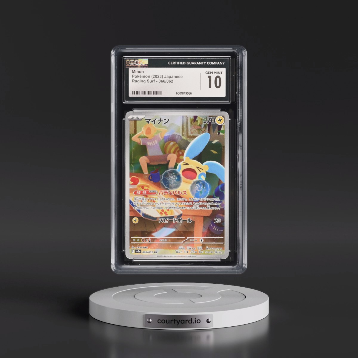2023 Pokémon Sv3a-Raging Surf #066 Minun - Art Rare (CGC 10 GEM MINT)