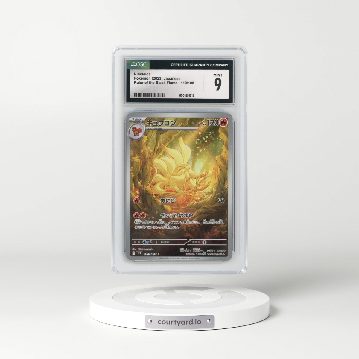 2023 Ruler of the Black Flame #110/108 Ninetales - Art Rare (CGC 9 MINT)