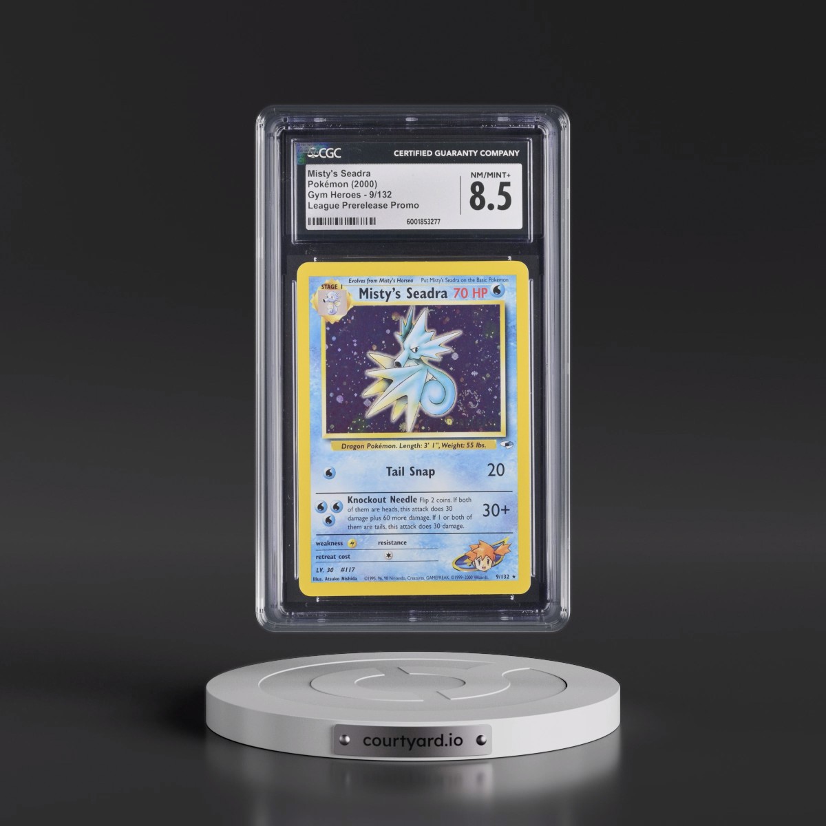 2000 Gym Heroes #9/132 Misty's Seadra - League Prerelease Promo (Holo) (CGC 8.5 NM-MT+)