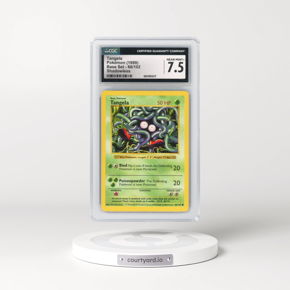 1999 Base Set #66/102 Tangela - Shadowless Shadowless (CGC 7.5 NM+)