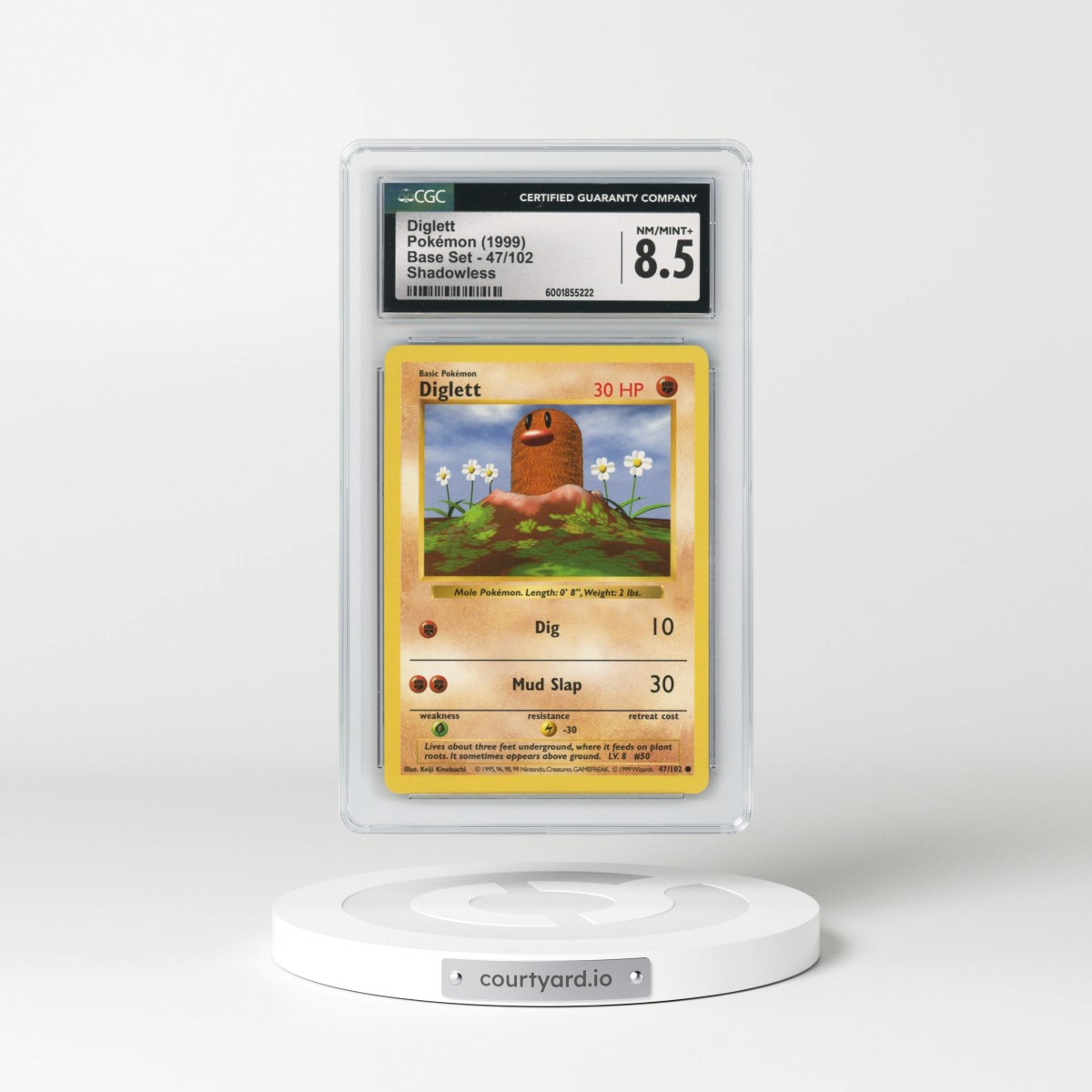 1999 Base Set #47/102 Diglett - Shadowless Shadowless (CGC 8.5 NM-MT+)