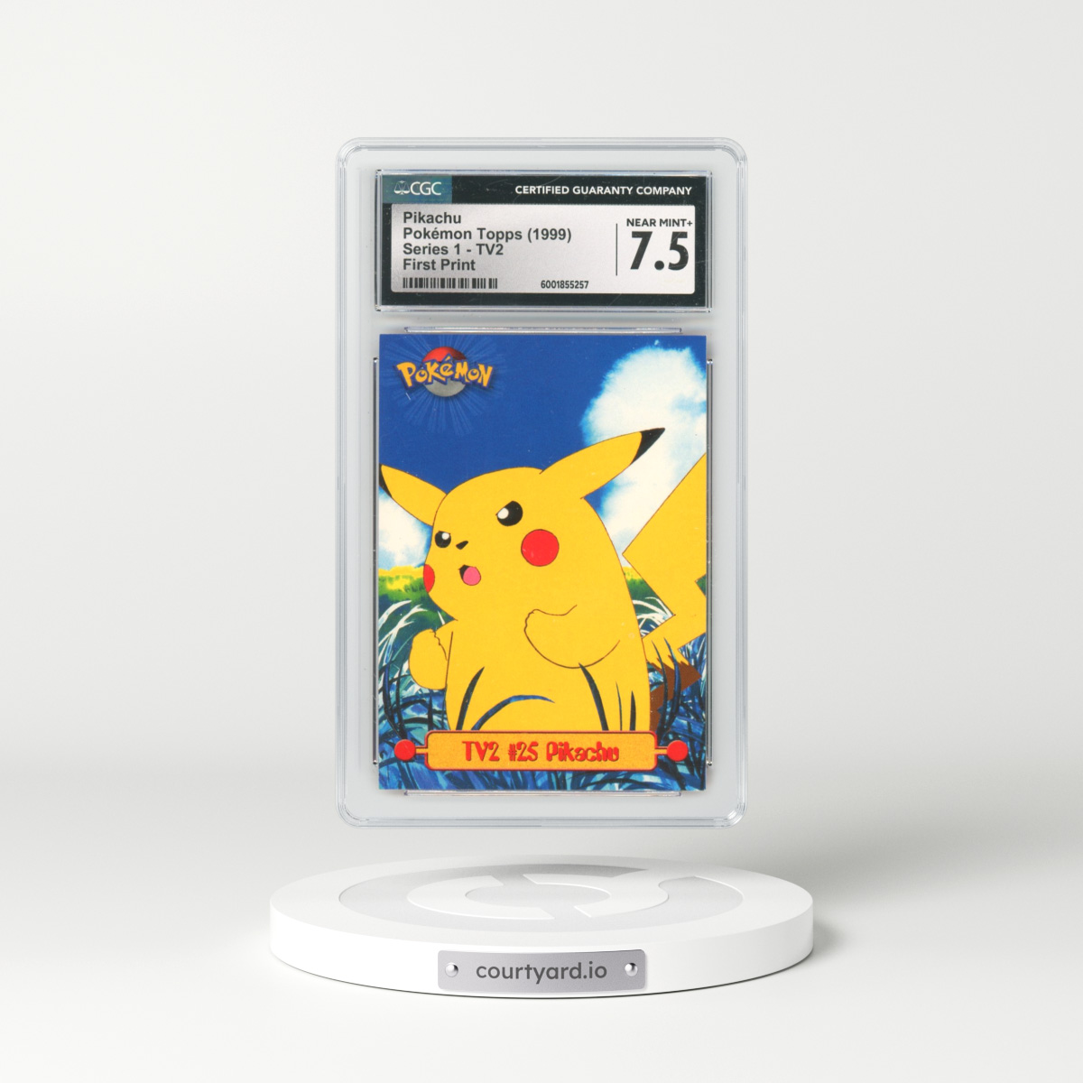 1999 Series 1 (Oval Nintendo Seal) #TV2 No.25 Pikachu - First Print (Blue Topps Logo) (CGC 7.5 NM+)