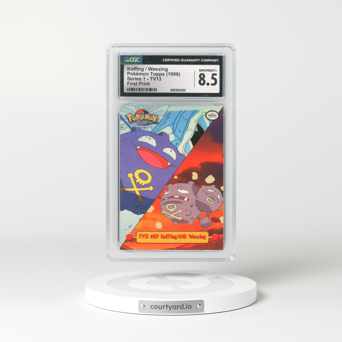 1999 Series 1 (Oval Nintendo Seal) #TV13 No.107 Koffing/No.110 Weezing - First Print (Blue Topps Logo) (CGC 8.5 NM-MT+)