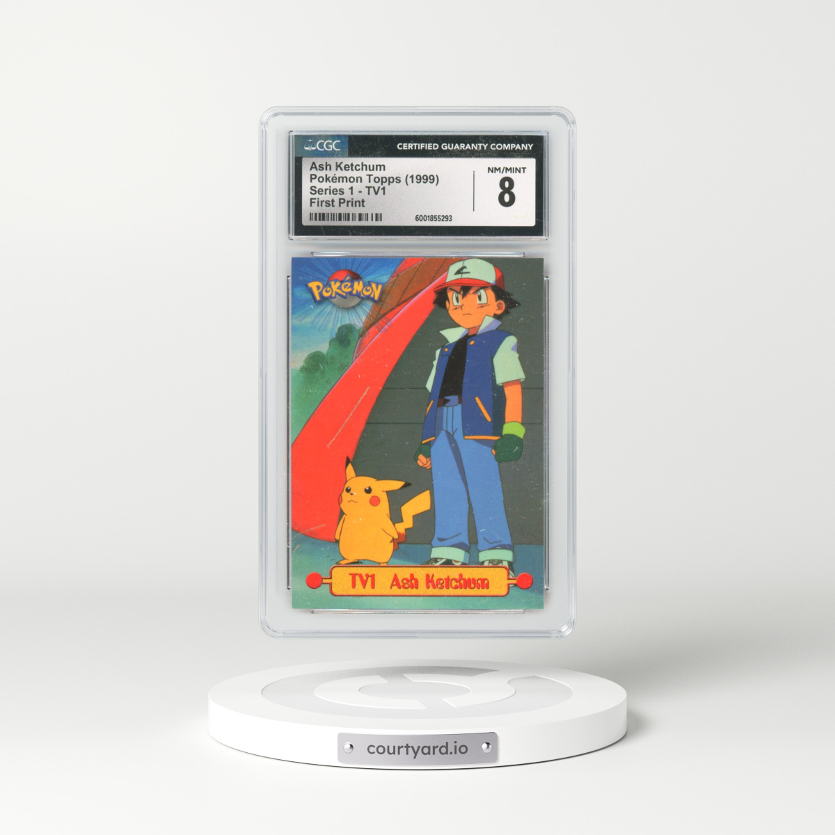 1999 Series 1 (Oval Nintendo Seal) #TV1 Ash Ketchum - First Print (Blue Topps Logo) (CGC 8 NM-MT)