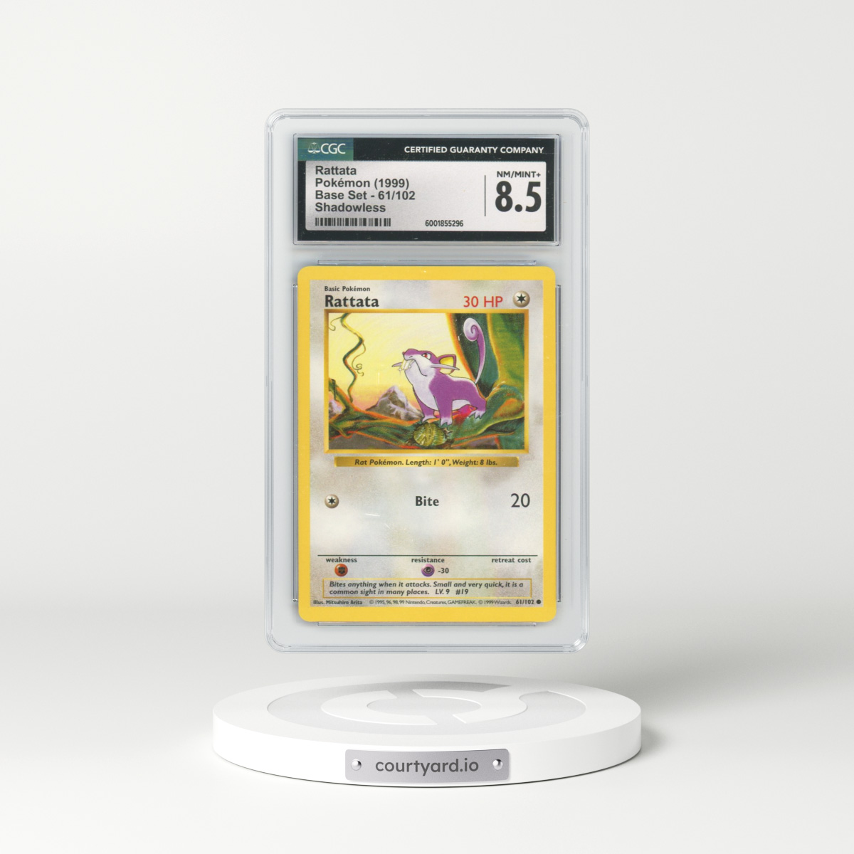 1999 Base Set #61/102 Rattata - Shadowless Shadowless (CGC 8.5 NM-MT+)