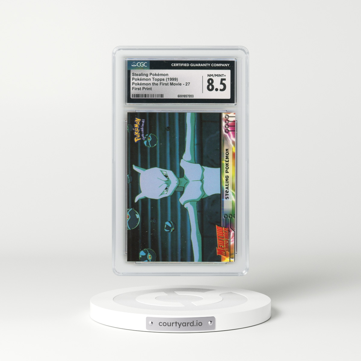 1999 Pokémon the First Movie #27 Stealing Pokémon - First Print (Blue Topps Logo) (CGC 8.5 NM-MT+)