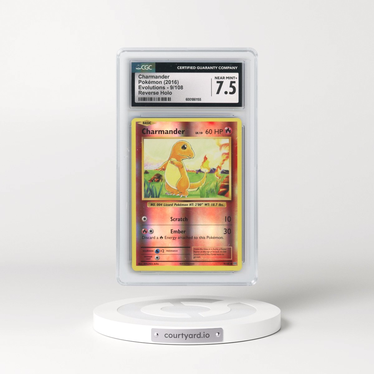 2016 Evolutions #9/108 Charmander - Reverse Holo (CGC 7.5 NM+)