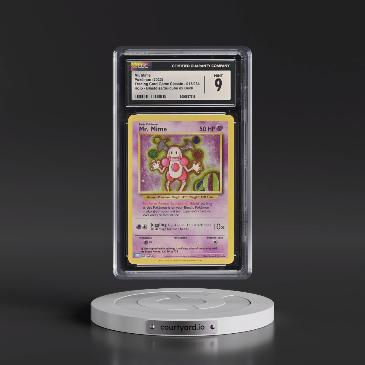 2023 Trading Card Game Classic - CLV, CLC, CLB #013/034 Mr. Mime - Blastoise & Suicune ex Deck - CLB Holo (CGC 9 MINT)