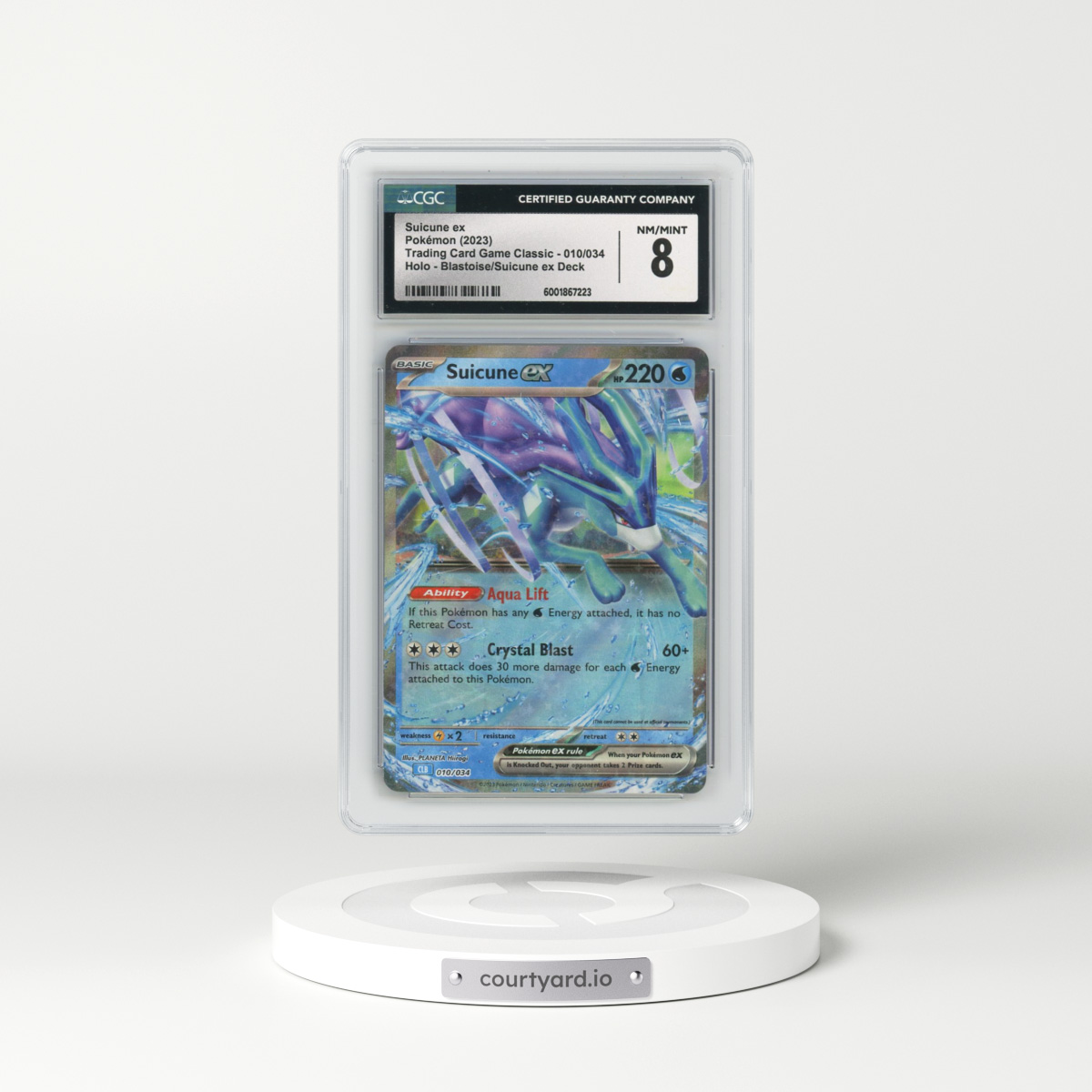 2023 Trading Card Game Classic - CLV, CLC, CLB #010/034 Suicune ex - Blastoise & Suicune ex Deck - CLB Holo (CGC 8 NM-MT)