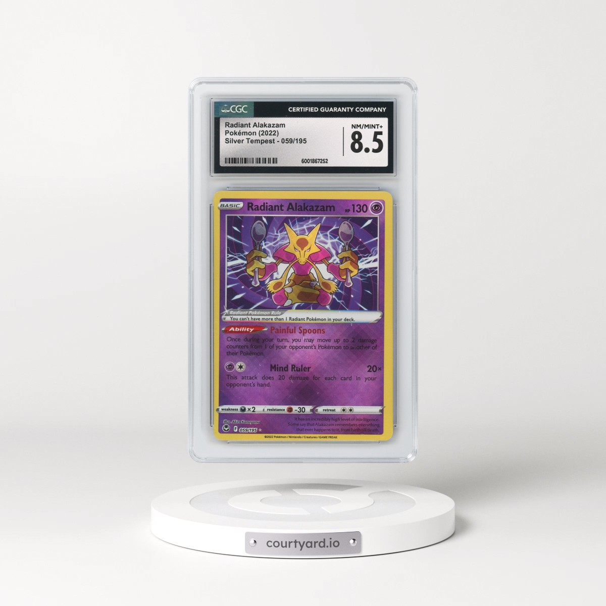2022 Silver Tempest #059/195 Radiant Alakazam - Holo (CGC 8.5 NM-MT+)