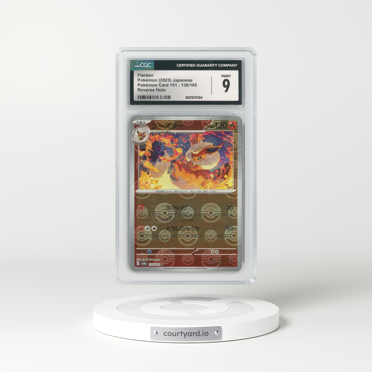 2023 Pokémon Card 151 #136/165 Flareon - Reverse Holo Poke Ball (CGC 9 MINT)