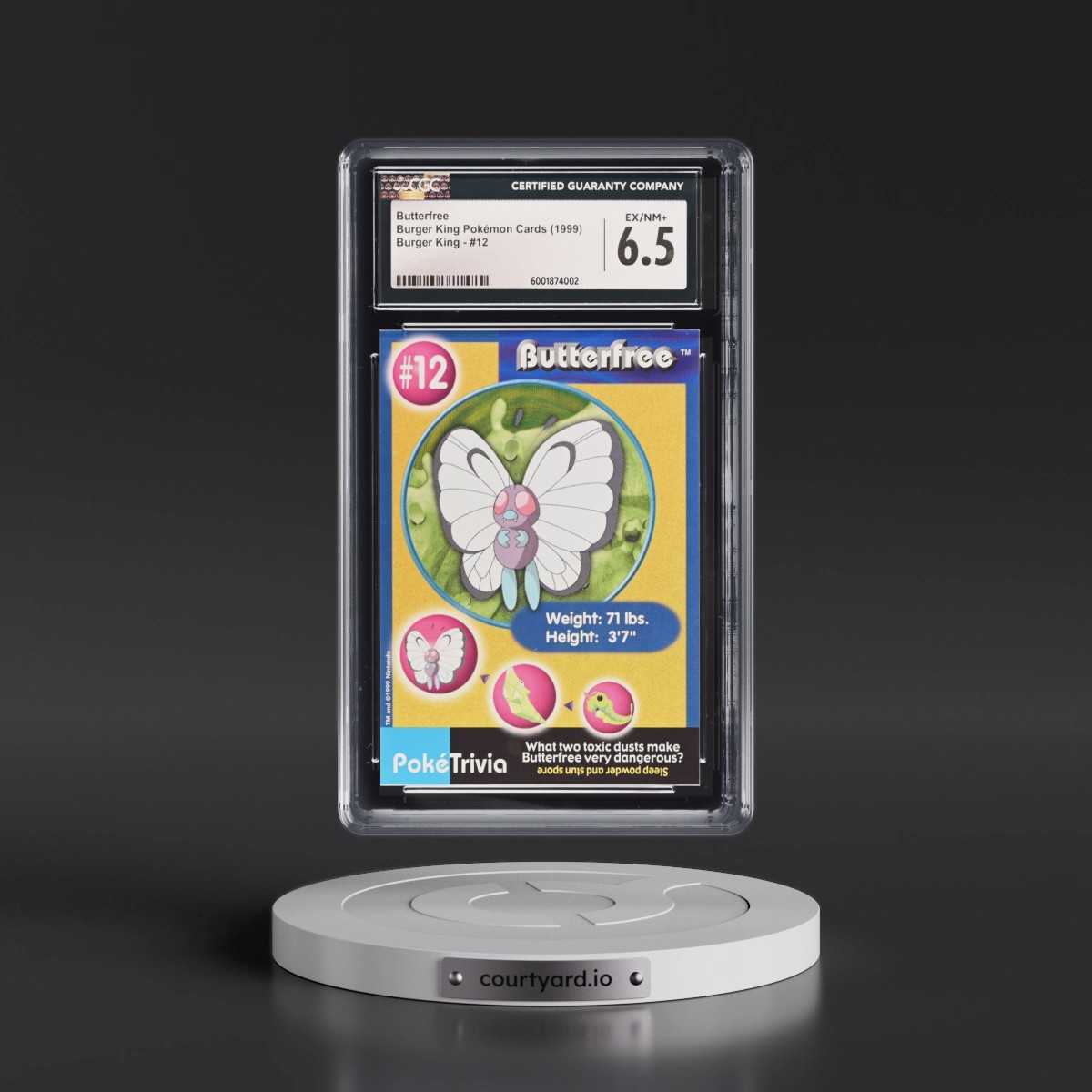 1999 Burger King Pokémon Cards - English #12 Butterfree (CGC 6.5 EX-NM+)