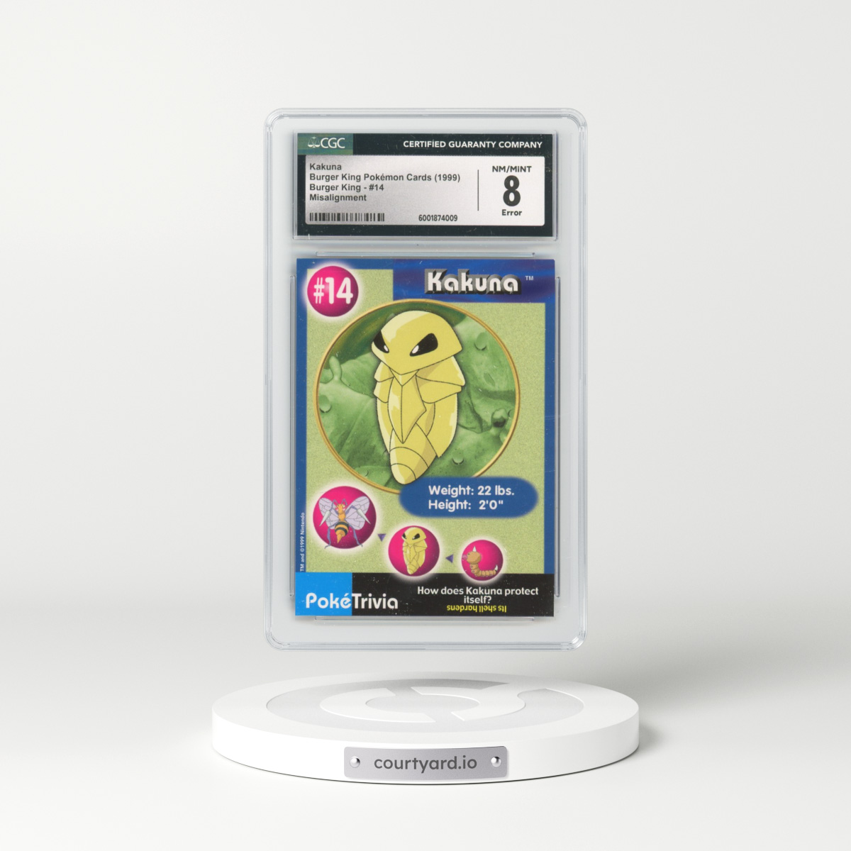 1999 Burger King Pokémon Cards - English #14 Kakuna (CGC 8 NM-MT)