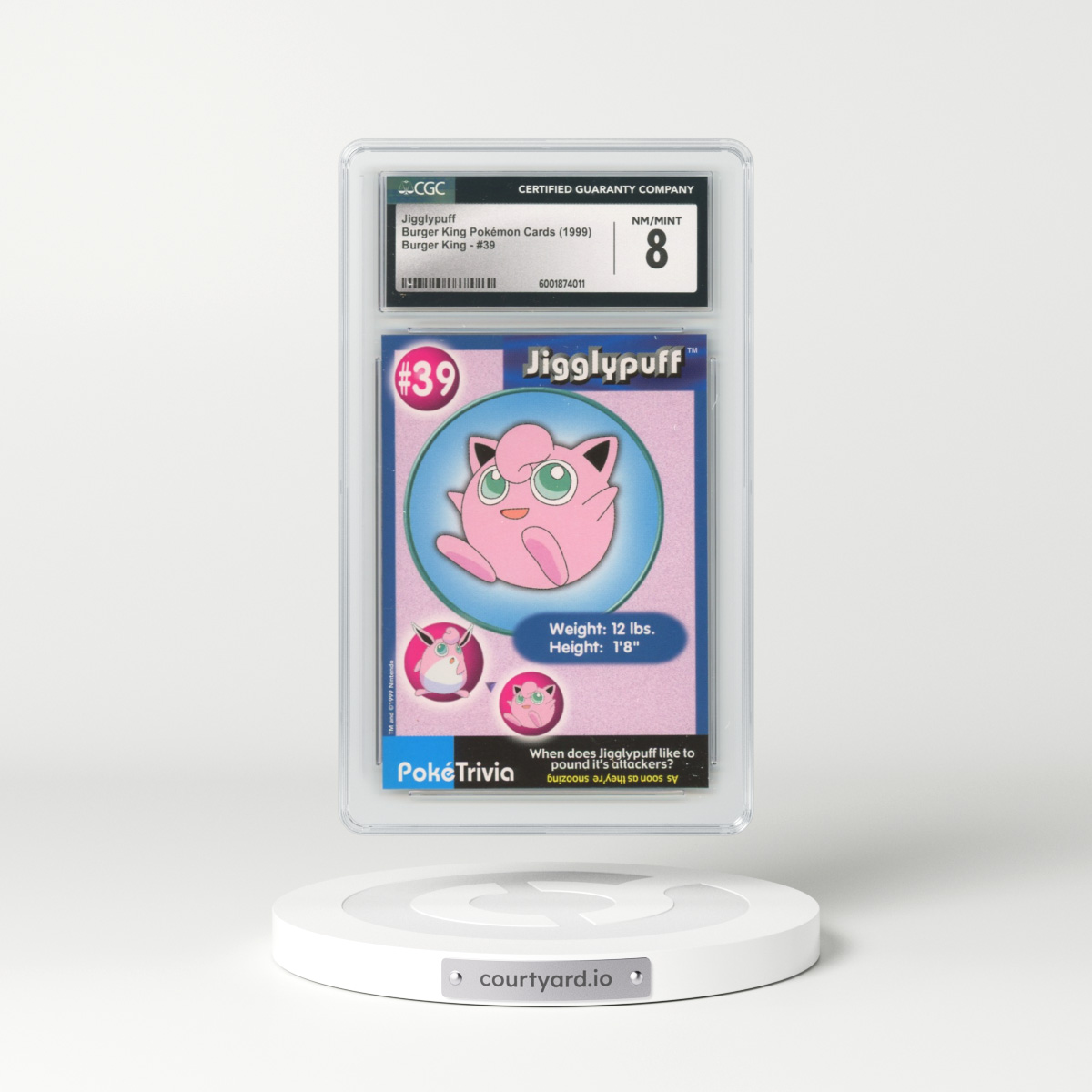 1999 Burger King Pokémon Cards - English #39 Jigglypuff (CGC 8 NM-MT)