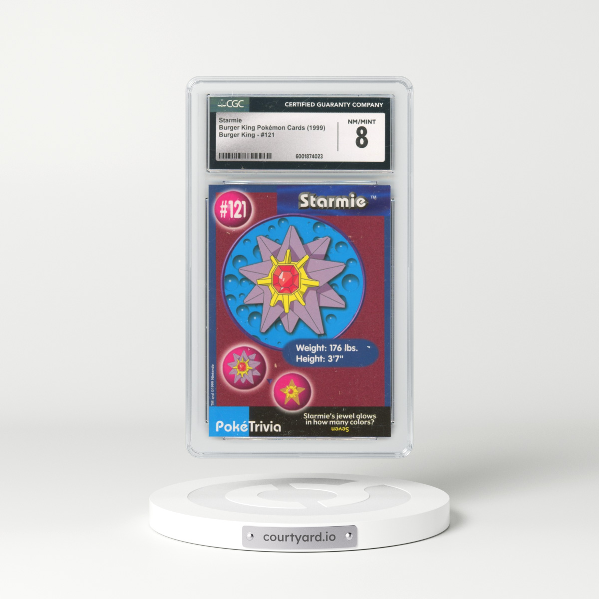 1999 Burger King Pokémon Cards - English #121 Starmie (CGC 8 NM-MT)