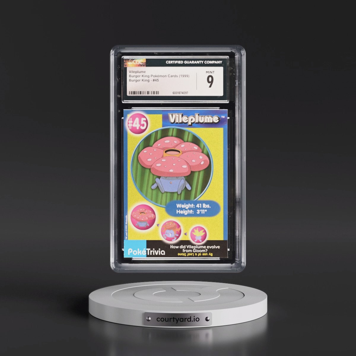 1999 Burger King Pokémon Cards - English #45 Vileplume (CGC 9 MINT)