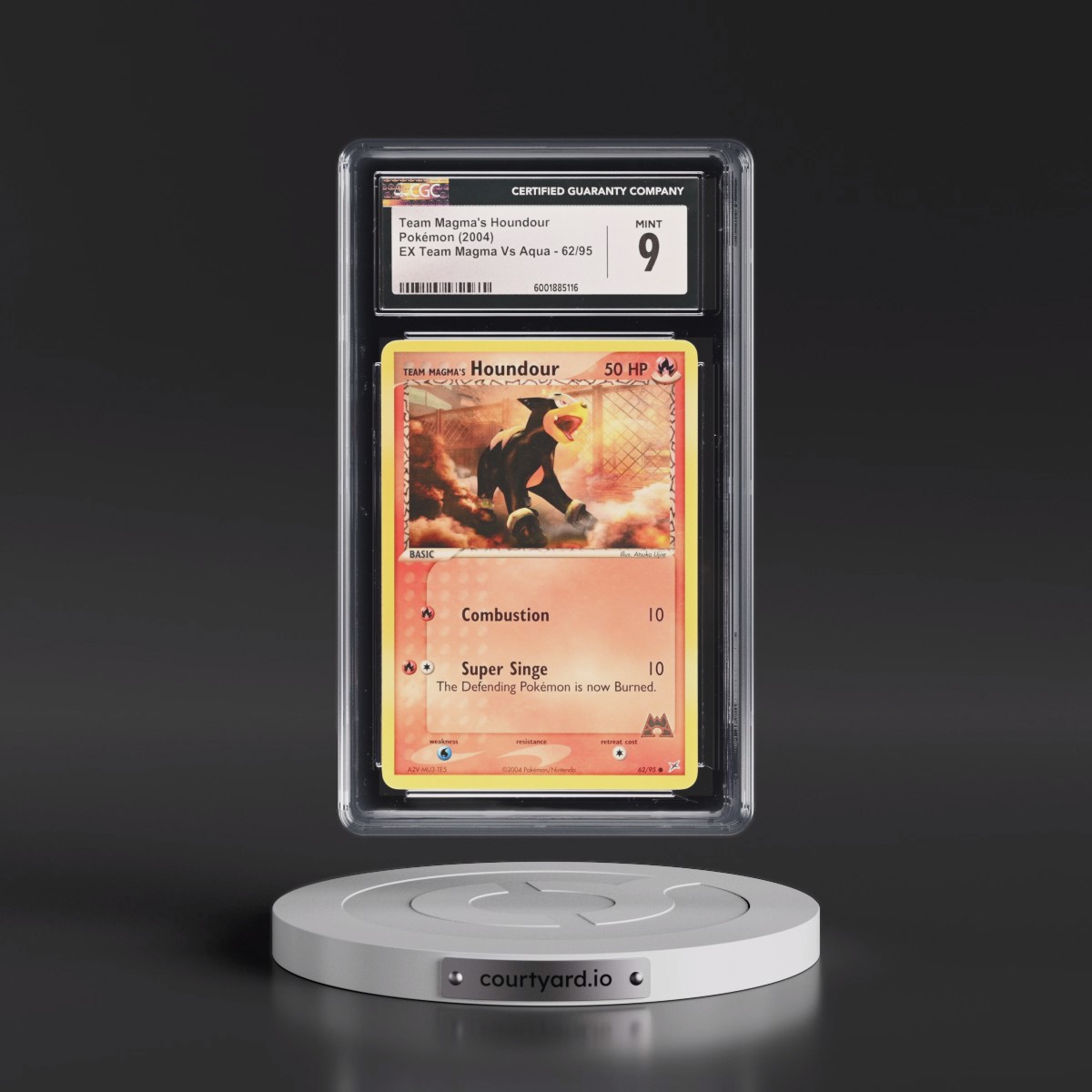 2004 EX Team Magma Vs Team Aqua #62/95 Team Magma's Houndour (CGC 9 MINT)