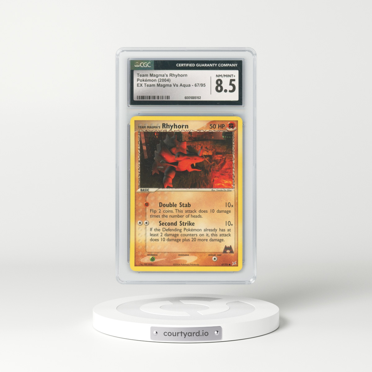 2004 EX Team Magma Vs Team Aqua #67/95 Team Magma's Rhyhorn (CGC 8.5 NM-MT+)