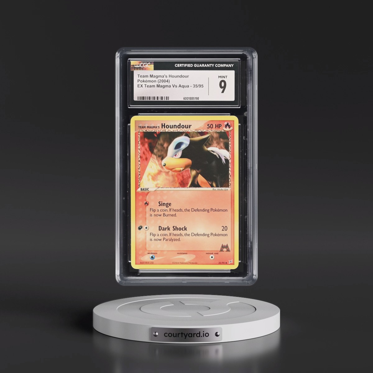2004 EX Team Magma Vs Team Aqua #35/95 Team Magma's Houndour (CGC 9 MINT)