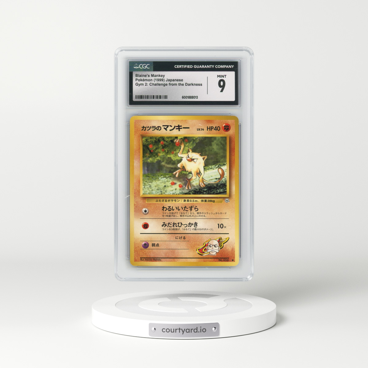 1999 Gym 2: Challenge from the Darkness #56 Blaine's Mankey (CGC 9 MINT)