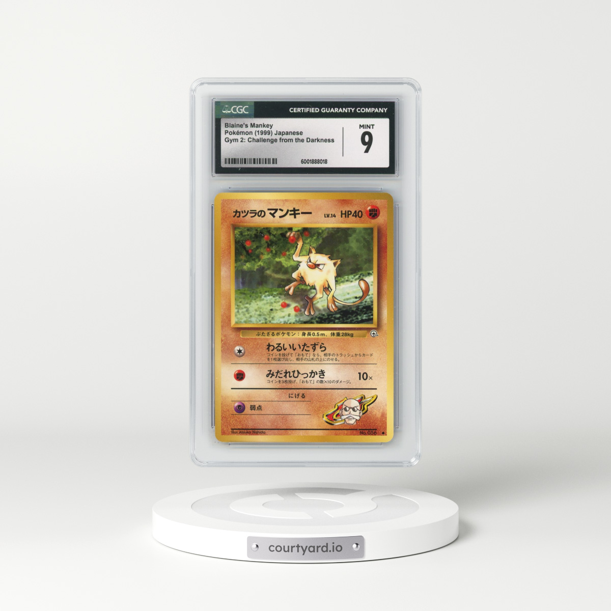 1999 Gym 2: Challenge from the Darkness #56 Blaine's Mankey (CGC 9 MINT)