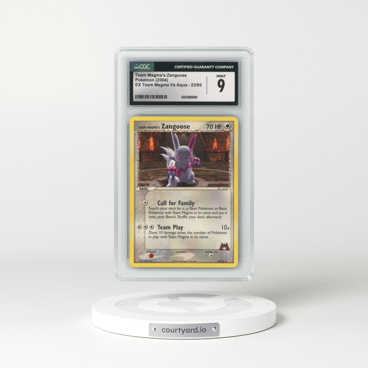 2004 EX Team Magma Vs Team Aqua #23/95 Team Magma's Zangoose (CGC 9 MINT)