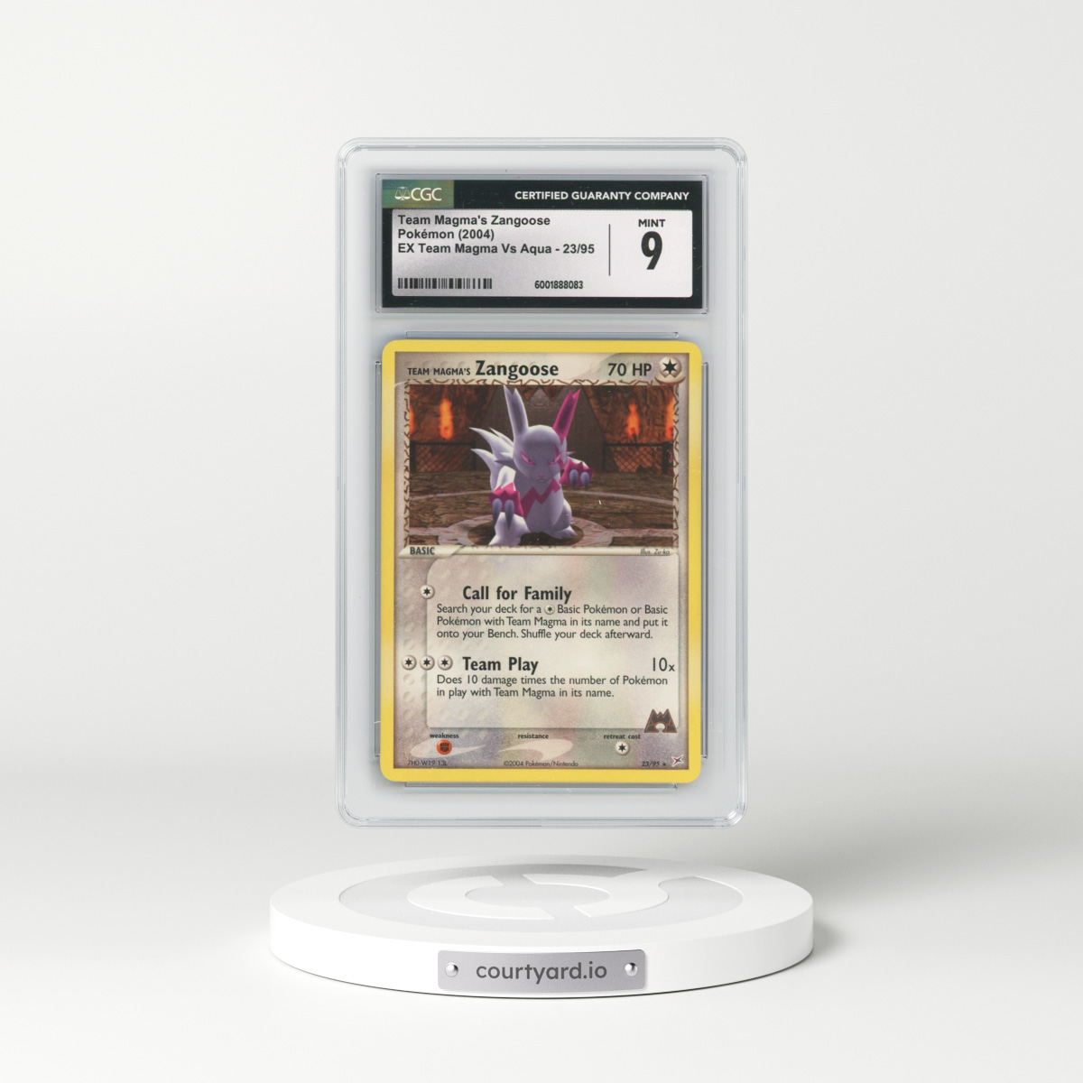 2004 EX Team Magma Vs Team Aqua #23/95 Team Magma's Zangoose (CGC 9 MINT)