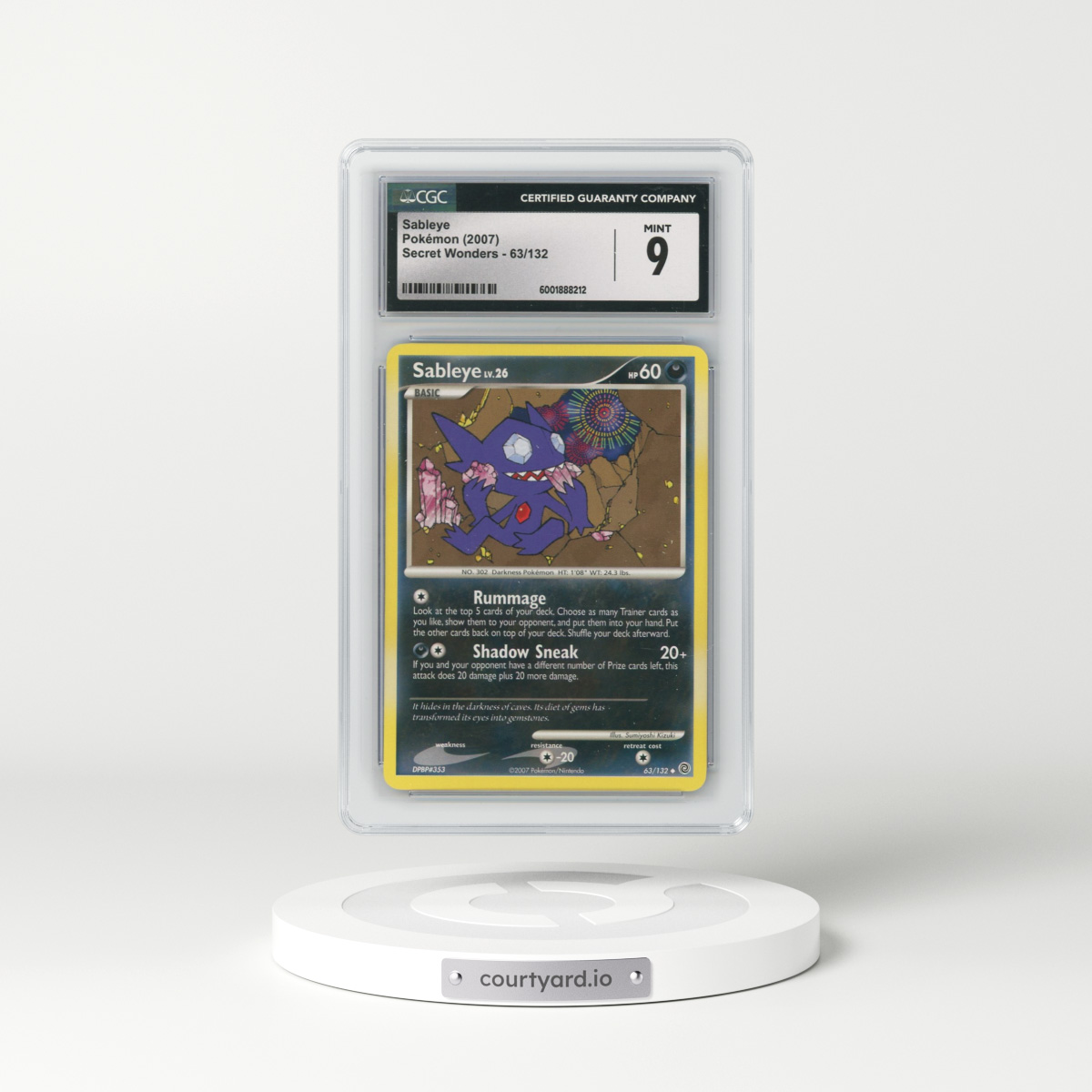 2007 Secret Wonders #63/132 Sableye (CGC 9 MINT)