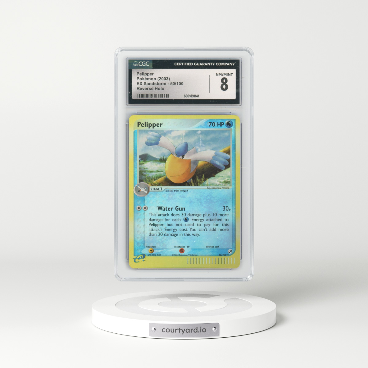 2003 EX Sandstorm (2003 Copyright, w/ "e" Symbol) #50/100 Pelipper - Reverse Holo (CGC 8 NM-MT)