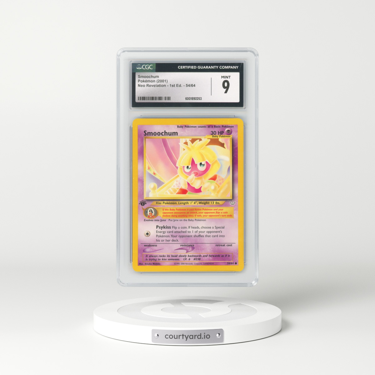 2001 Neo Revelation #54/64 Smoochum - 1st Edition (CGC 9 MINT)