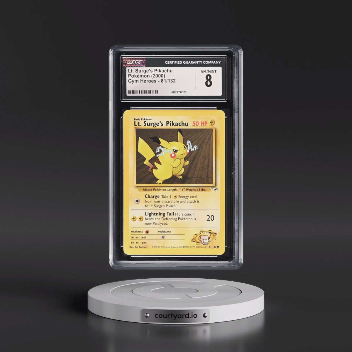 2000 Gym Heroes #81/132 Lt. Surge's Pikachu (CGC 8 NM-MT)