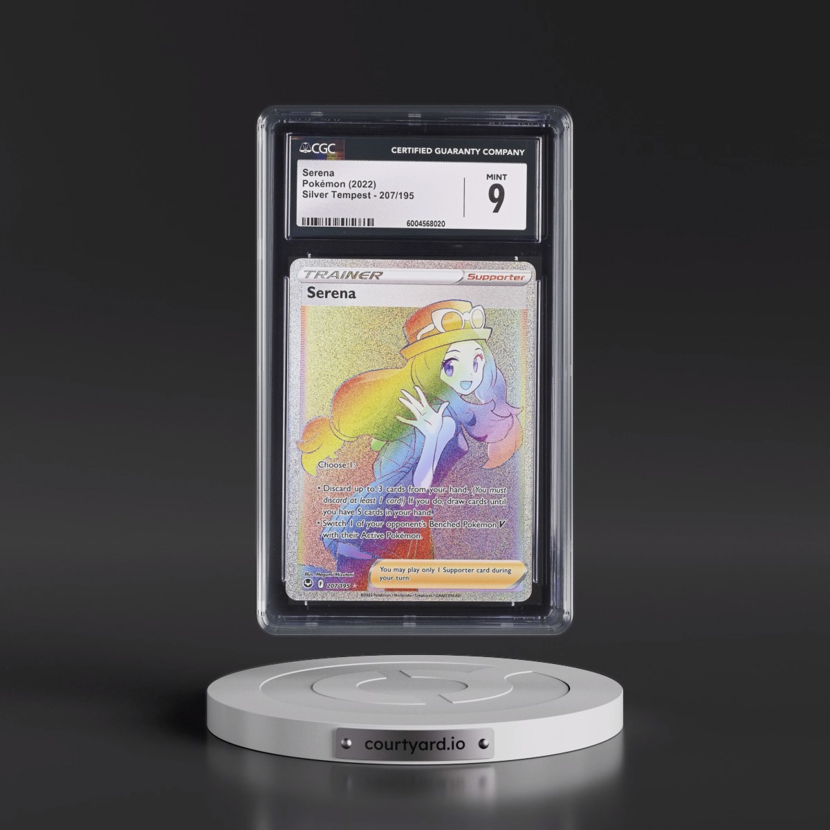 2022 Silver Tempest #207/195 Serena - Rainbow Rare Holo (CGC 9 MINT)