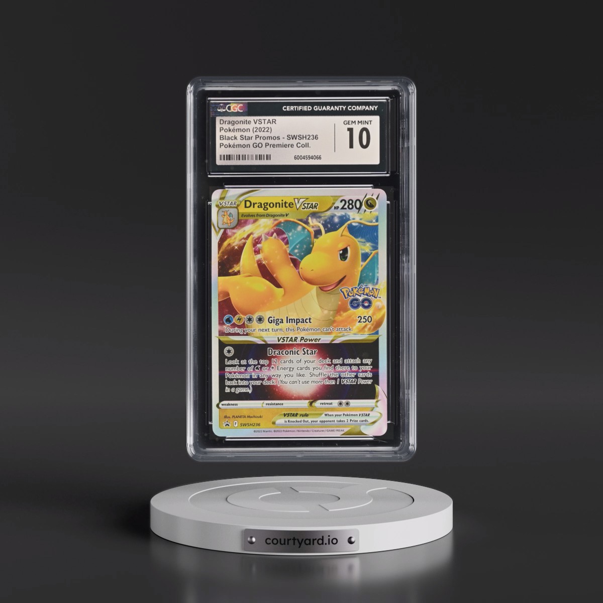 2017 Black Star Promos - Sword & Shield #SWSH236 Dragonite VSTAR - Pokémon GO Premier Deck Holder Collection (Holo) (CGC 10 GEM MINT)