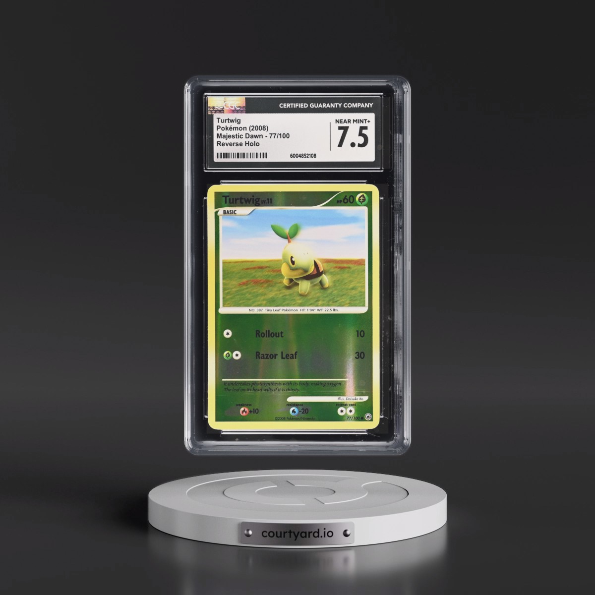 2008 Majestic Dawn #77/100 Turtwig - Reverse Holo (CGC 7.5 NM+)